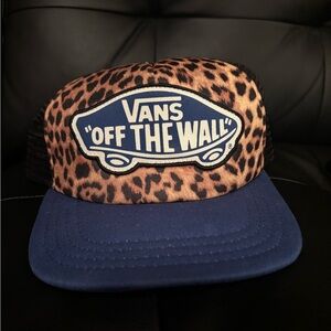 Vans Leopard Print Trucker Hat with Blue Brim
